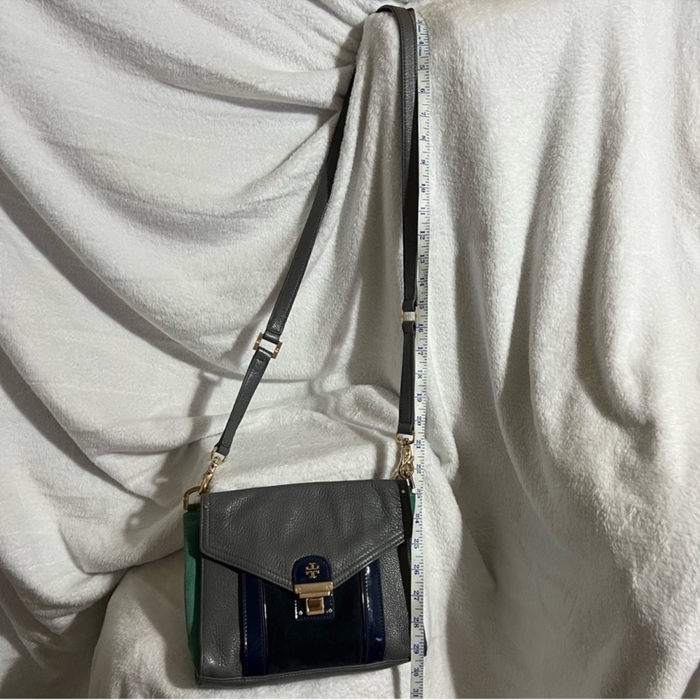 Vintage Tory Burch Navy Teal Gray Crossbody